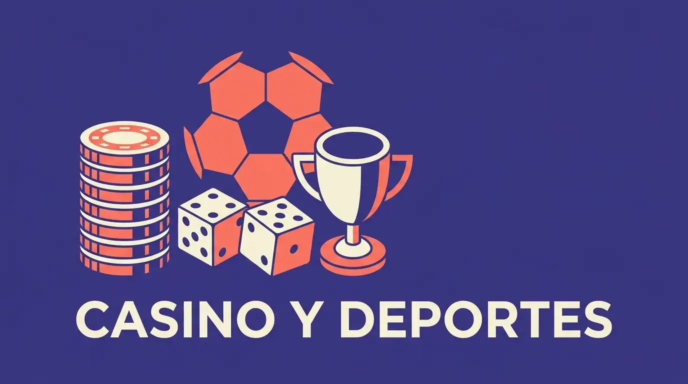 Monedas dados trofeo y balón simbolizan casino deporte y cripto
