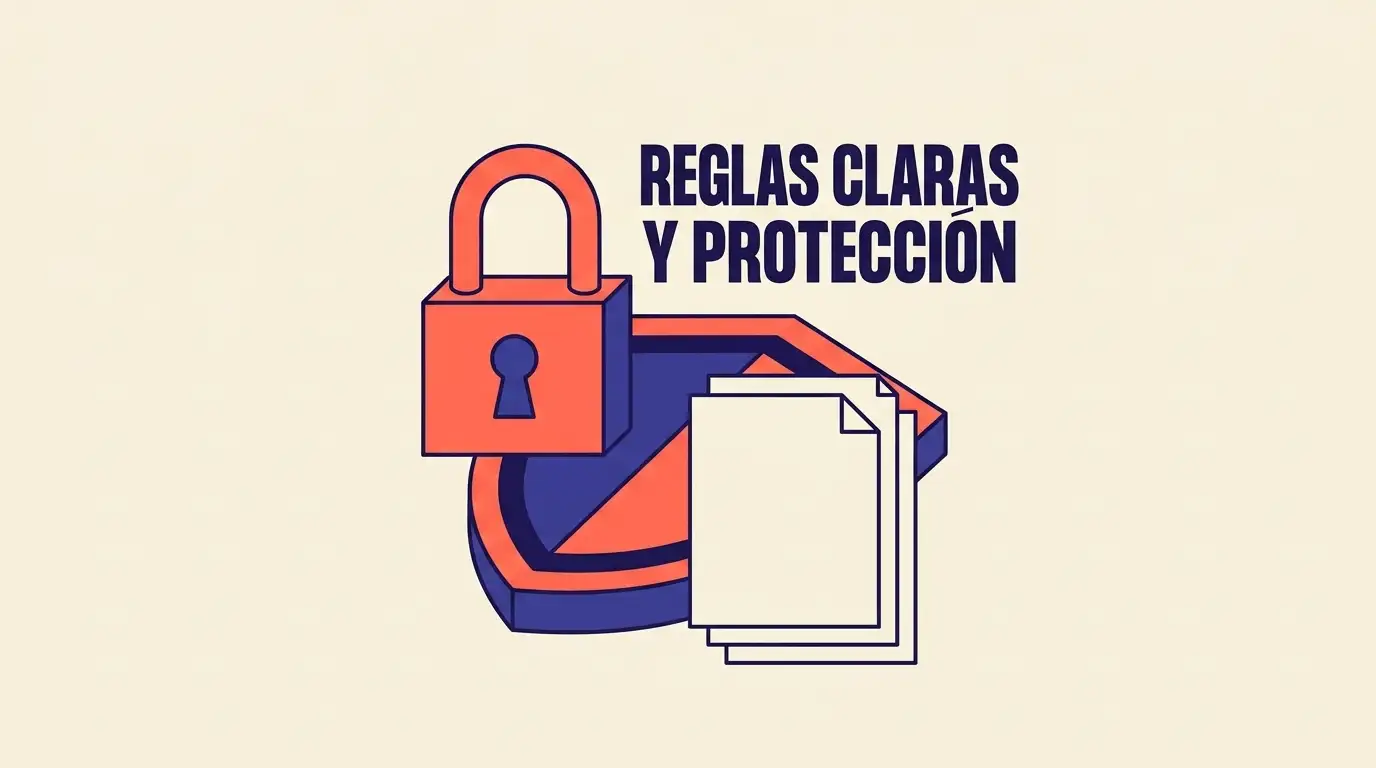 Candado escudo y documentos representan seguridad y reglas de CHEXX